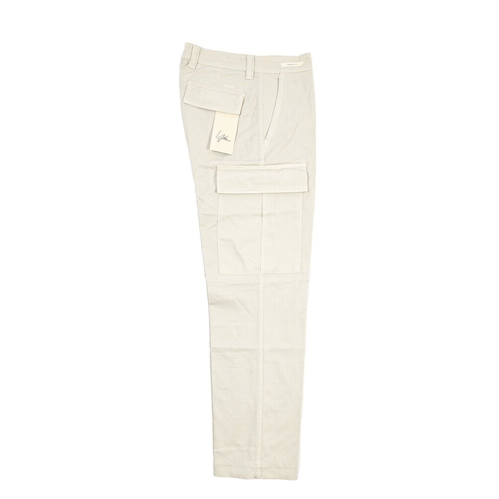 YCHAI “ROBUSTO” リネン混コットン ノータックカーゴパンツ / TAPERED FIT ライトグレー(STUCCO) 30 | GUARDAROBA MILANO OFFICIAL STORE