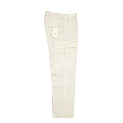 YCHAI “ROBUSTO” リネン混コットン ノータックカーゴパンツ / TAPERED FIT ライトグレー(STUCCO) 30 | GUARDAROBA MILANO OFFICIAL STORE