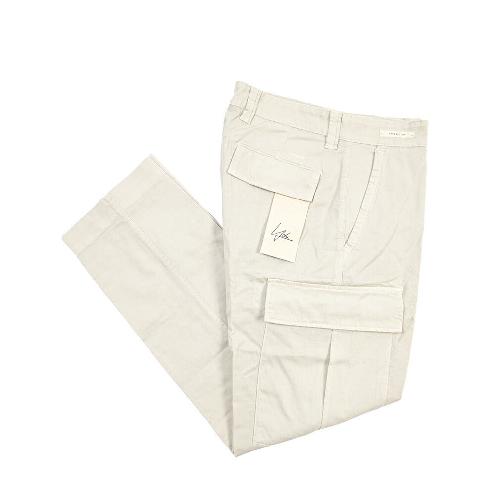 YCHAI “ROBUSTO” リネン混コットン ノータックカーゴパンツ / TAPERED FIT ライトグレー(STUCCO) 30 | GUARDAROBA MILANO OFFICIAL STORE