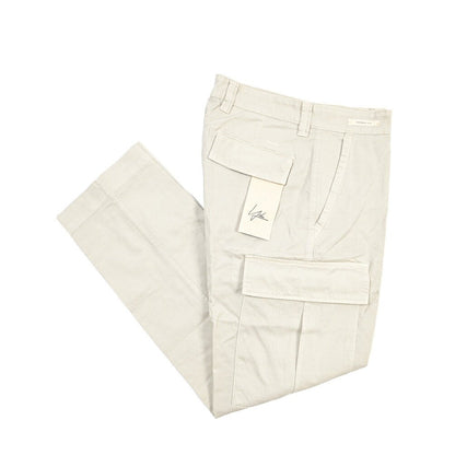 YCHAI “ROBUSTO” リネン混コットン ノータックカーゴパンツ / TAPERED FIT ライトグレー(STUCCO) 30 | GUARDAROBA MILANO OFFICIAL STORE