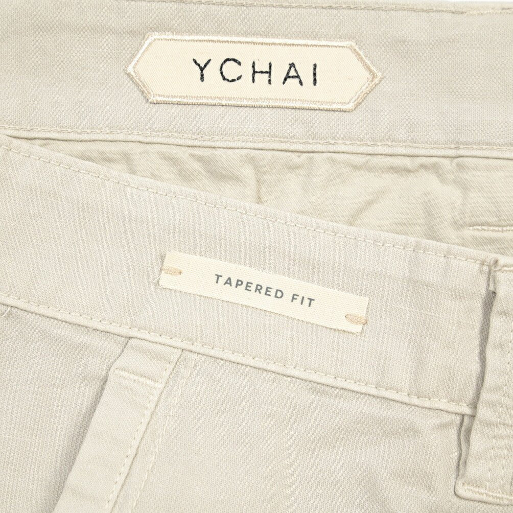 YCHAI “ROBUSTO” リネン混コットン ノータックカーゴパンツ / TAPERED FIT ライトグレー(STUCCO) 30 | GUARDAROBA MILANO OFFICIAL STORE