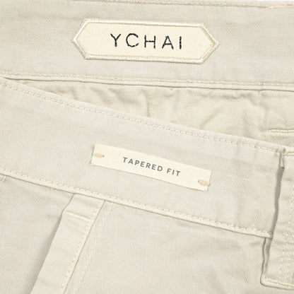 YCHAI “ROBUSTO” リネン混コットン ノータックカーゴパンツ / TAPERED FIT ライトグレー(STUCCO) 30 | GUARDAROBA MILANO OFFICIAL STORE