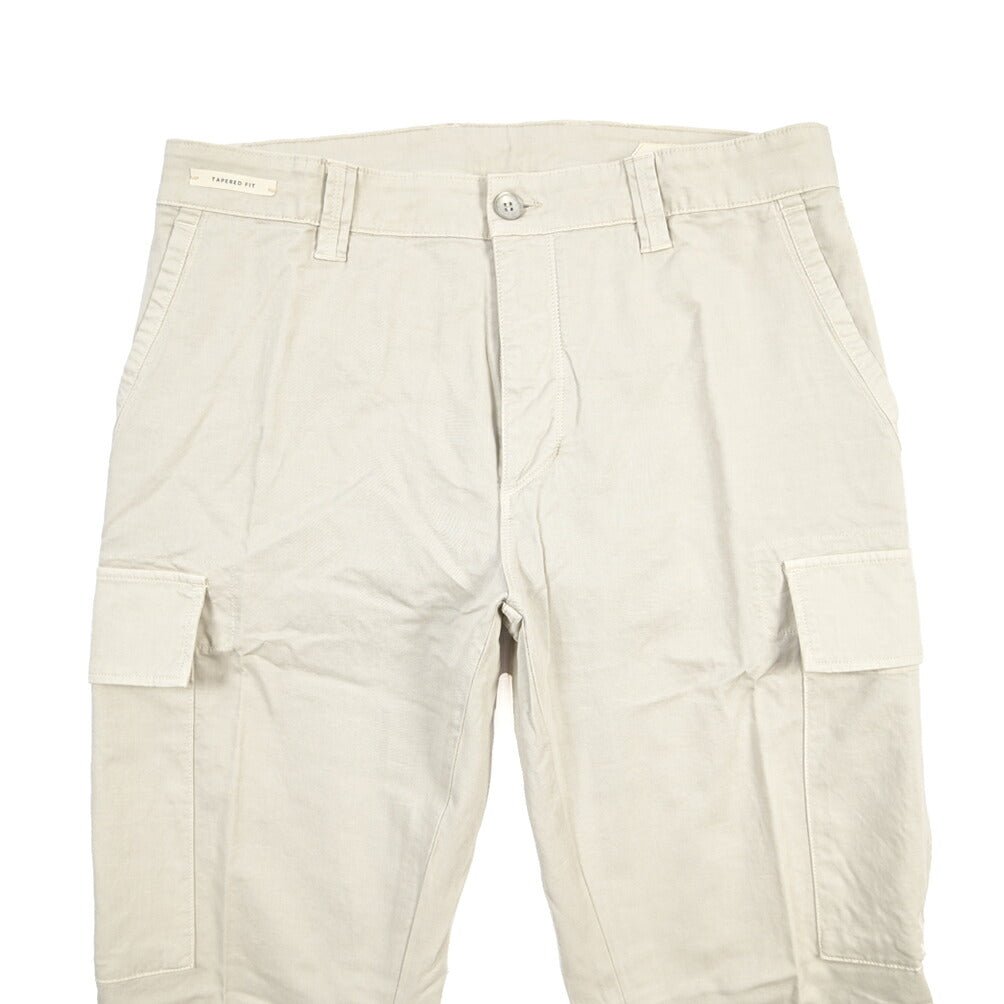 YCHAI “ROBUSTO” リネン混コットン ノータックカーゴパンツ / TAPERED FIT ライトグレー(STUCCO) 30 | GUARDAROBA MILANO OFFICIAL STORE