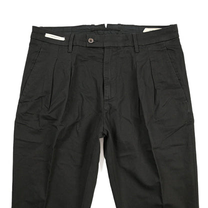 YCHAI “ROBUSTO” リネン混コットン ツータックパンツ / TAPERED FIT ブラック(NERO) 29 | GUARDAROBA MILANO OFFICIAL STORE