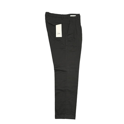 YCHAI “ROBUSTO” リネン混コットン ツータックパンツ / TAPERED FIT ブラック(NERO) 29 | GUARDAROBA MILANO OFFICIAL STORE