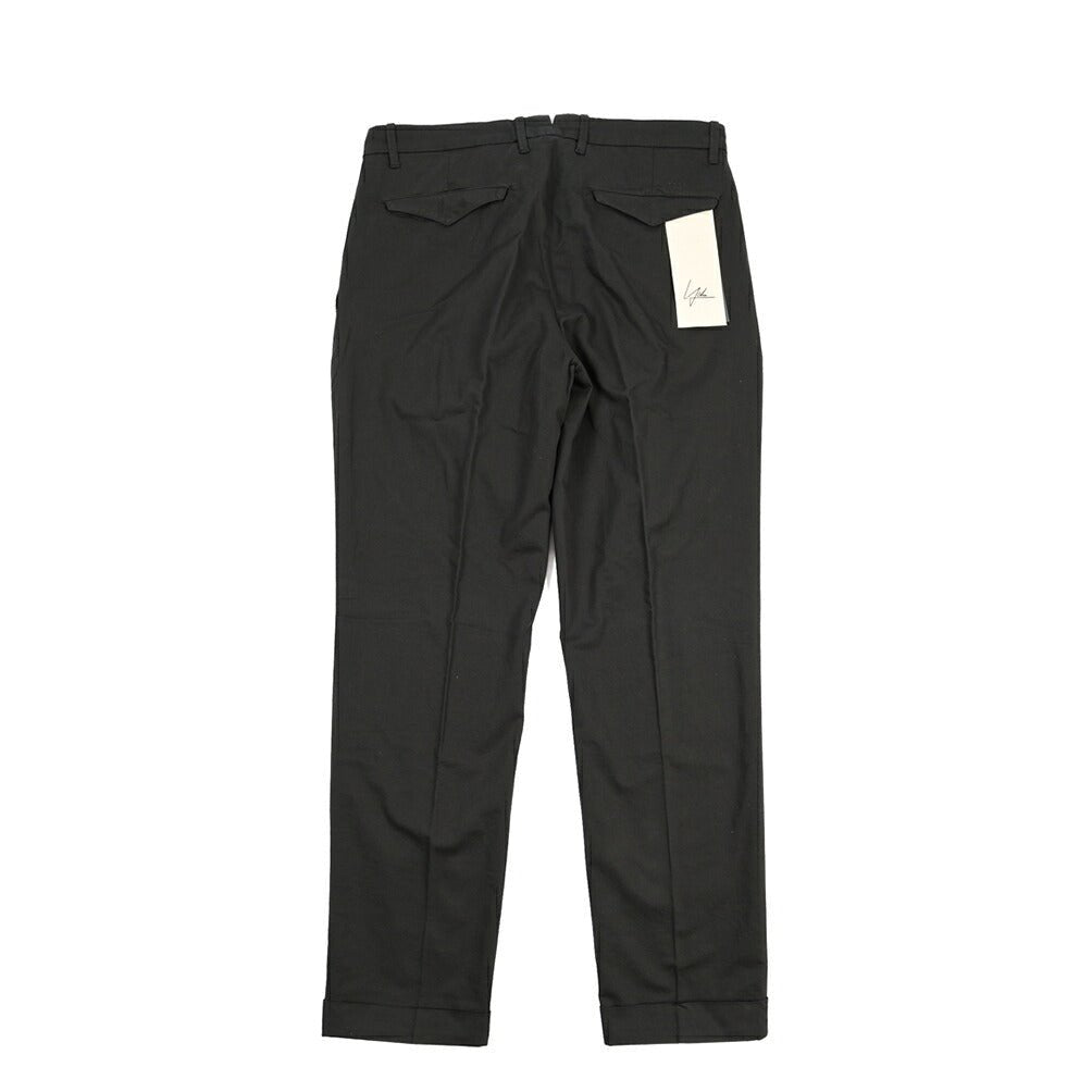 YCHAI “ROBUSTO” リネン混コットン ツータックパンツ / TAPERED FIT ブラック(NERO) 29 | GUARDAROBA MILANO OFFICIAL STORE