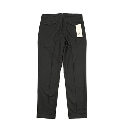 YCHAI “ROBUSTO” リネン混コットン ツータックパンツ / TAPERED FIT ブラック(NERO) 29 | GUARDAROBA MILANO OFFICIAL STORE