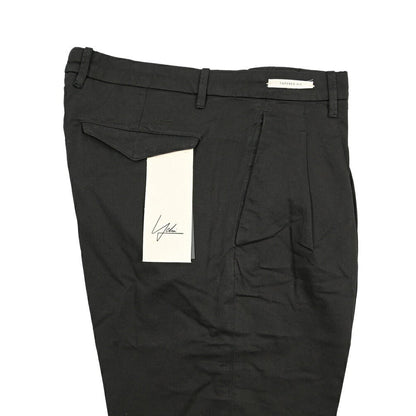 YCHAI “ROBUSTO” リネン混コットン ツータックパンツ / TAPERED FIT ブラック(NERO) 29 | GUARDAROBA MILANO OFFICIAL STORE