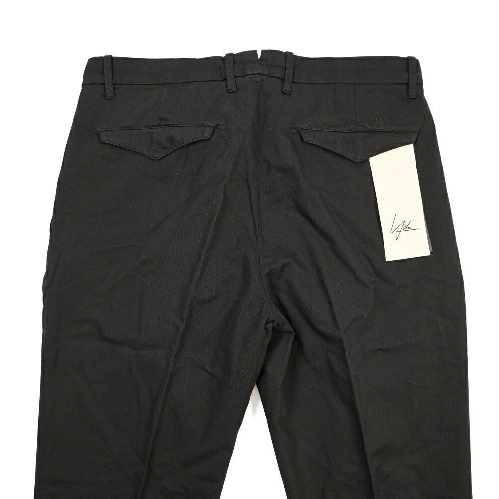 YCHAI “ROBUSTO” リネン混コットン ツータックパンツ / TAPERED FIT ブラック(NERO) 29 | GUARDAROBA MILANO OFFICIAL STORE
