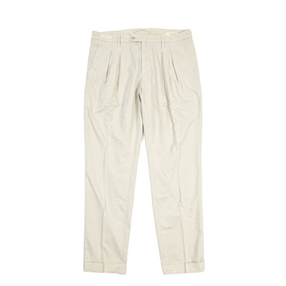 YCHAI “ROBUSTO” リネン混コットン ツータックパンツ / TAPERED FIT ライトグレー(STUCCO) 30 | GUARDAROBA MILANO OFFICIAL STORE