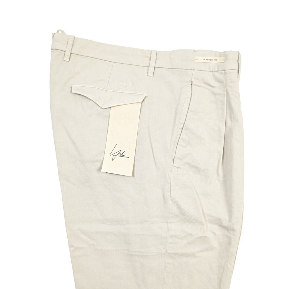 YCHAI “ROBUSTO” リネン混コットン ツータックパンツ / TAPERED FIT ライトグレー(STUCCO) 30 | GUARDAROBA MILANO OFFICIAL STORE