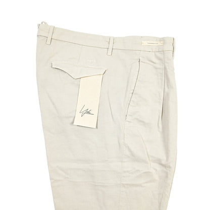 YCHAI “ROBUSTO” リネン混コットン ツータックパンツ / TAPERED FIT ライトグレー(STUCCO) 30 | GUARDAROBA MILANO OFFICIAL STORE