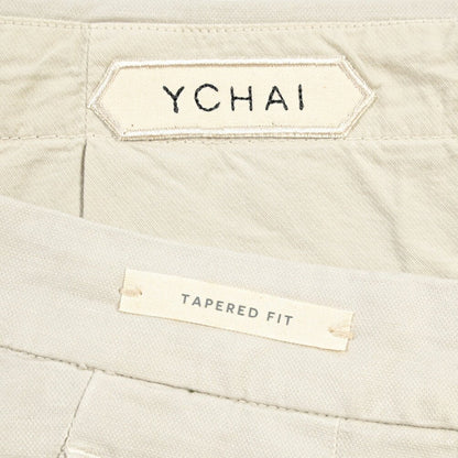 YCHAI “ROBUSTO” リネン混コットン ツータックパンツ / TAPERED FIT ライトグレー(STUCCO) 30 | GUARDAROBA MILANO OFFICIAL STORE