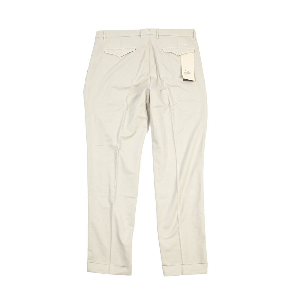 YCHAI “ROBUSTO” リネン混コットン ツータックパンツ / TAPERED FIT ライトグレー(STUCCO) 30 | GUARDAROBA MILANO OFFICIAL STORE