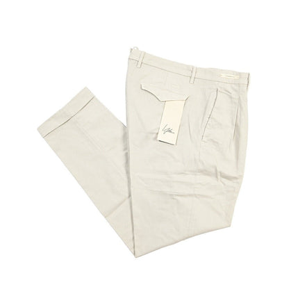 YCHAI “ROBUSTO” リネン混コットン ツータックパンツ / TAPERED FIT ライトグレー(STUCCO) 30 | GUARDAROBA MILANO OFFICIAL STORE