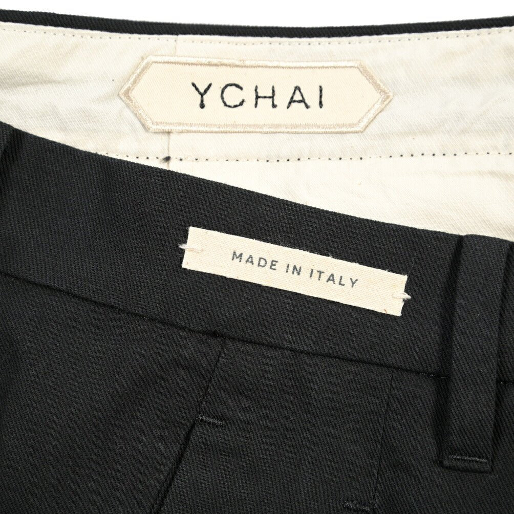 YCHAI “ROBUSTO” リネン混コットン ツータックパンツ / TAPERED FIT ブラック(NERO) 33 | GUARDAROBA MILANO OFFICIAL STORE