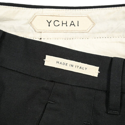 YCHAI “ROBUSTO” リネン混コットン ツータックパンツ / TAPERED FIT ブラック(NERO) 33 | GUARDAROBA MILANO OFFICIAL STORE