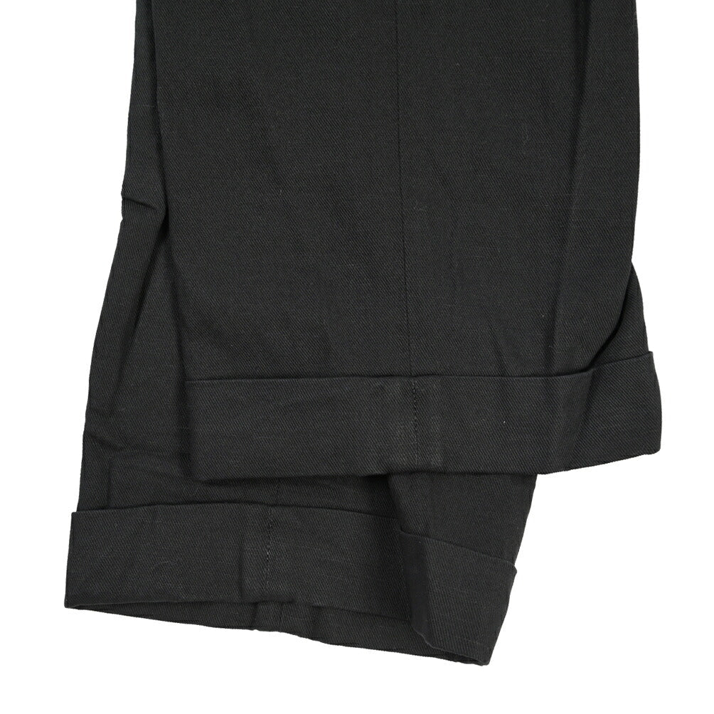 YCHAI “ROBUSTO” リネン混コットン ツータックパンツ / TAPERED FIT ブラック(NERO) 33 | GUARDAROBA MILANO OFFICIAL STORE