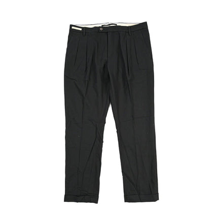 YCHAI “ROBUSTO” リネン混コットン ツータックパンツ / TAPERED FIT ブラック(NERO) 33 | GUARDAROBA MILANO OFFICIAL STORE