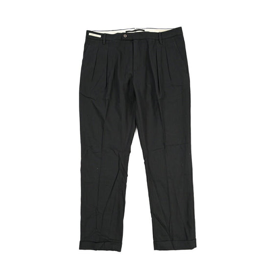YCHAI “ROBUSTO” リネン混コットン ツータックパンツ / TAPERED FIT ブラック(NERO) 33 | GUARDAROBA MILANO OFFICIAL STORE