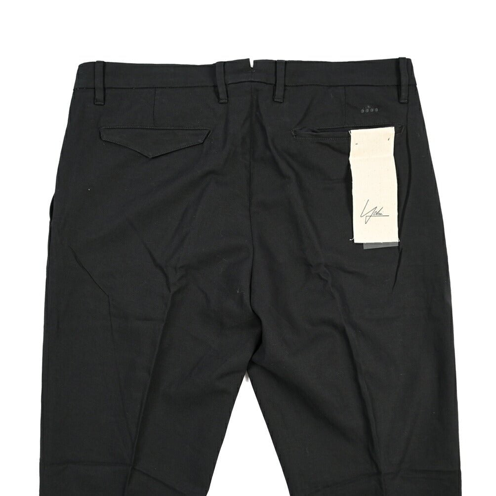 YCHAI “ROBUSTO” リネン混コットン ツータックパンツ / TAPERED FIT ブラック(NERO) 33 | GUARDAROBA MILANO OFFICIAL STORE