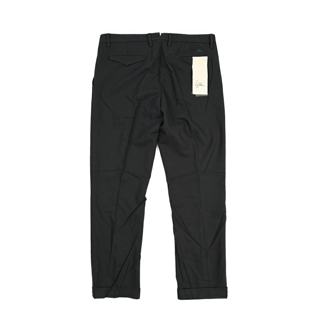 YCHAI “ROBUSTO” リネン混コットン ツータックパンツ / TAPERED FIT ブラック(NERO) 33 | GUARDAROBA MILANO OFFICIAL STORE