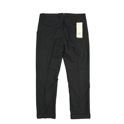 YCHAI “ROBUSTO” リネン混コットン ツータックパンツ / TAPERED FIT ブラック(NERO) 33 | GUARDAROBA MILANO OFFICIAL STORE