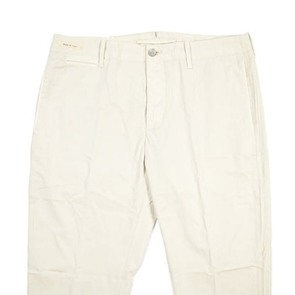 YCHAI “ROBUSTO” ストレッチコットン ノータックチノパンツ / TAPERED FIT オフホワイト(STUCCO) 33 | GUARDAROBA MILANO OFFICIAL STORE
