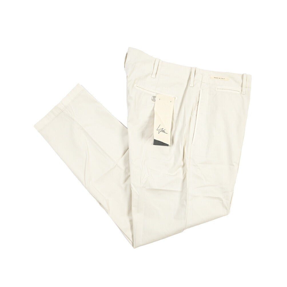 YCHAI “ROBUSTO” ストレッチコットン ノータックチノパンツ / TAPERED FIT オフホワイト(STUCCO) 33 | GUARDAROBA MILANO OFFICIAL STORE