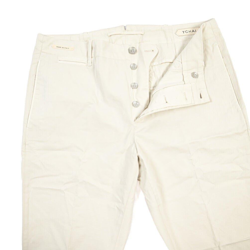 YCHAI “ROBUSTO” ストレッチコットン ノータックチノパンツ / TAPERED FIT オフホワイト(STUCCO) 33 | GUARDAROBA MILANO OFFICIAL STORE