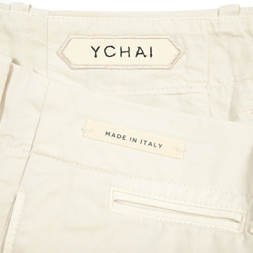 YCHAI “ROBUSTO” ストレッチコットン ノータックチノパンツ / TAPERED FIT オフホワイト(STUCCO) 33 | GUARDAROBA MILANO OFFICIAL STORE