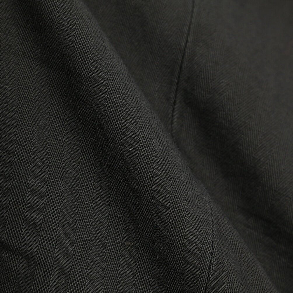 YCHAI “ROBUSTO” リネン混コットン ツータックヘリンボーンパンツ / TAPERED FIT ブラック(NERO) 34 | GUARDAROBA MILANO OFFICIAL STORE