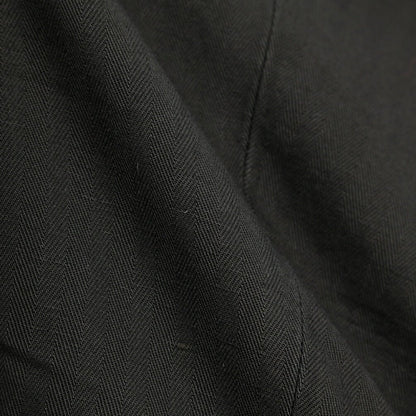 YCHAI “ROBUSTO” リネン混コットン ツータックヘリンボーンパンツ / TAPERED FIT ブラック(NERO) 34 | GUARDAROBA MILANO OFFICIAL STORE