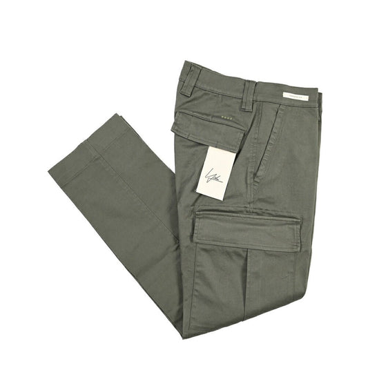 YCHAI “ROBUSTO” ストレッチコットン ノータックカーゴパンツ / TAPERED FIT カーキグリーン(VERDE) 30 | GUARDAROBA MILANO OFFICIAL STORE