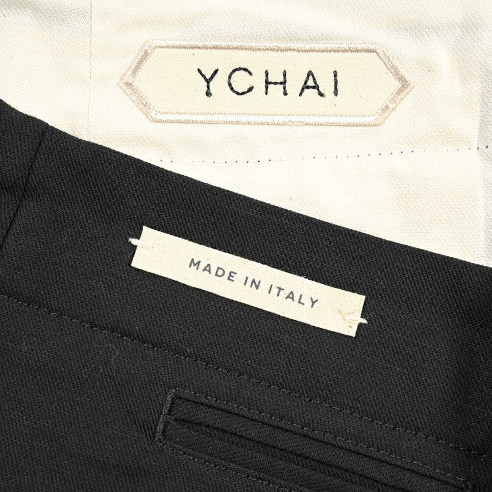 YCHAI “ROBUSTO” リネン混コットン ノータックパンツ / TAPERED FIT ブラック(NERO) 33 | GUARDAROBA MILANO OFFICIAL STORE