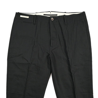YCHAI “ROBUSTO” リネン混コットン ノータックパンツ / TAPERED FIT ブラック(NERO) 33 | GUARDAROBA MILANO OFFICIAL STORE
