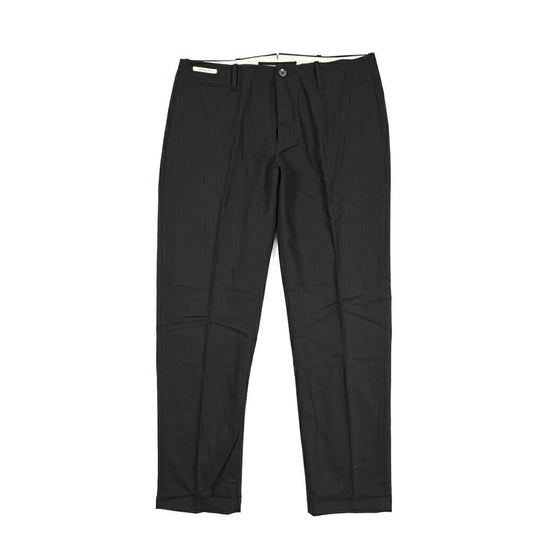 YCHAI “ROBUSTO” リネン混コットン ノータックパンツ / TAPERED FIT ブラック(NERO) 33 | GUARDAROBA MILANO OFFICIAL STORE