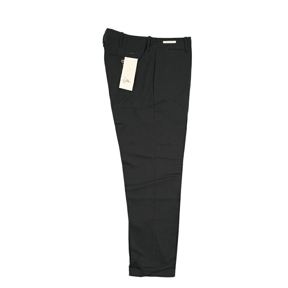 YCHAI “ROBUSTO” リネン混コットン ノータックパンツ / TAPERED FIT ブラック(NERO) 33 | GUARDAROBA MILANO OFFICIAL STORE