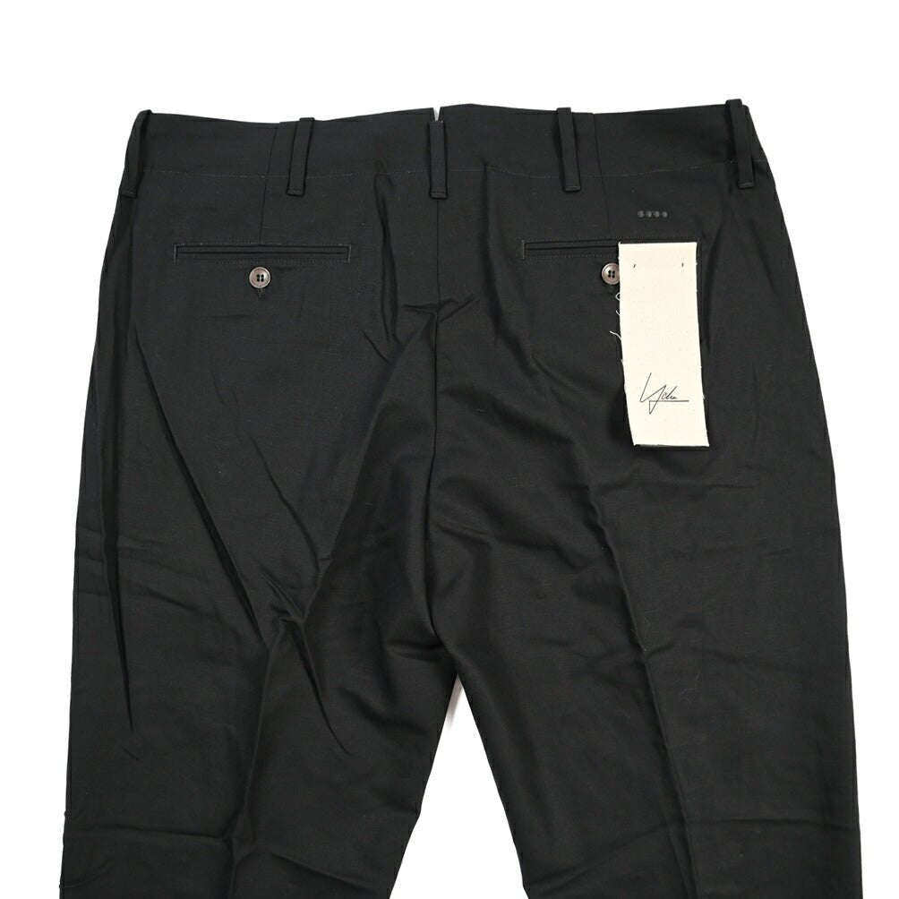 YCHAI “ROBUSTO” リネン混コットン ノータックパンツ / TAPERED FIT ブラック(NERO) 33 | GUARDAROBA MILANO OFFICIAL STORE