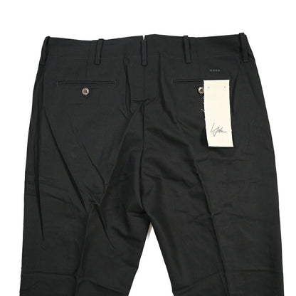 YCHAI “ROBUSTO” リネン混コットン ノータックパンツ / TAPERED FIT ブラック(NERO) 33 | GUARDAROBA MILANO OFFICIAL STORE