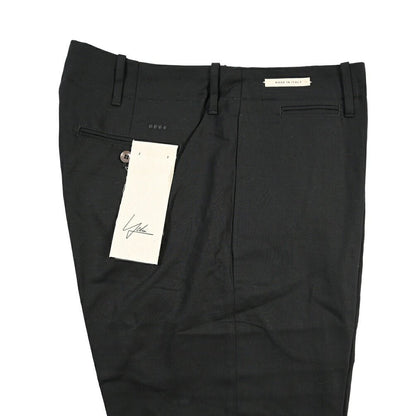YCHAI “ROBUSTO” リネン混コットン ノータックパンツ / TAPERED FIT ブラック(NERO) 33 | GUARDAROBA MILANO OFFICIAL STORE