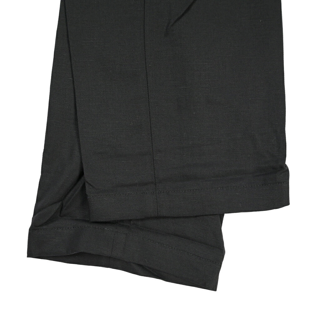 YCHAI “ROBUSTO” リネン混コットン ノータックパンツ / TAPERED FIT ブラック(NERO) 33 | GUARDAROBA MILANO OFFICIAL STORE
