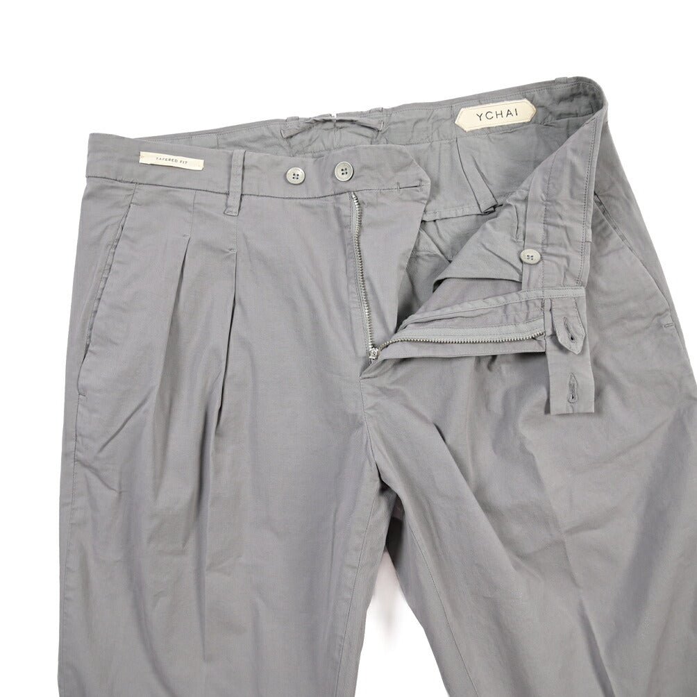 YCHAI “ROBUSTO” ストレッチコットン ツータックチノパンツ / TAPERED FIT グレー(GRIGIO) 31 | GUARDAROBA MILANO OFFICIAL STORE