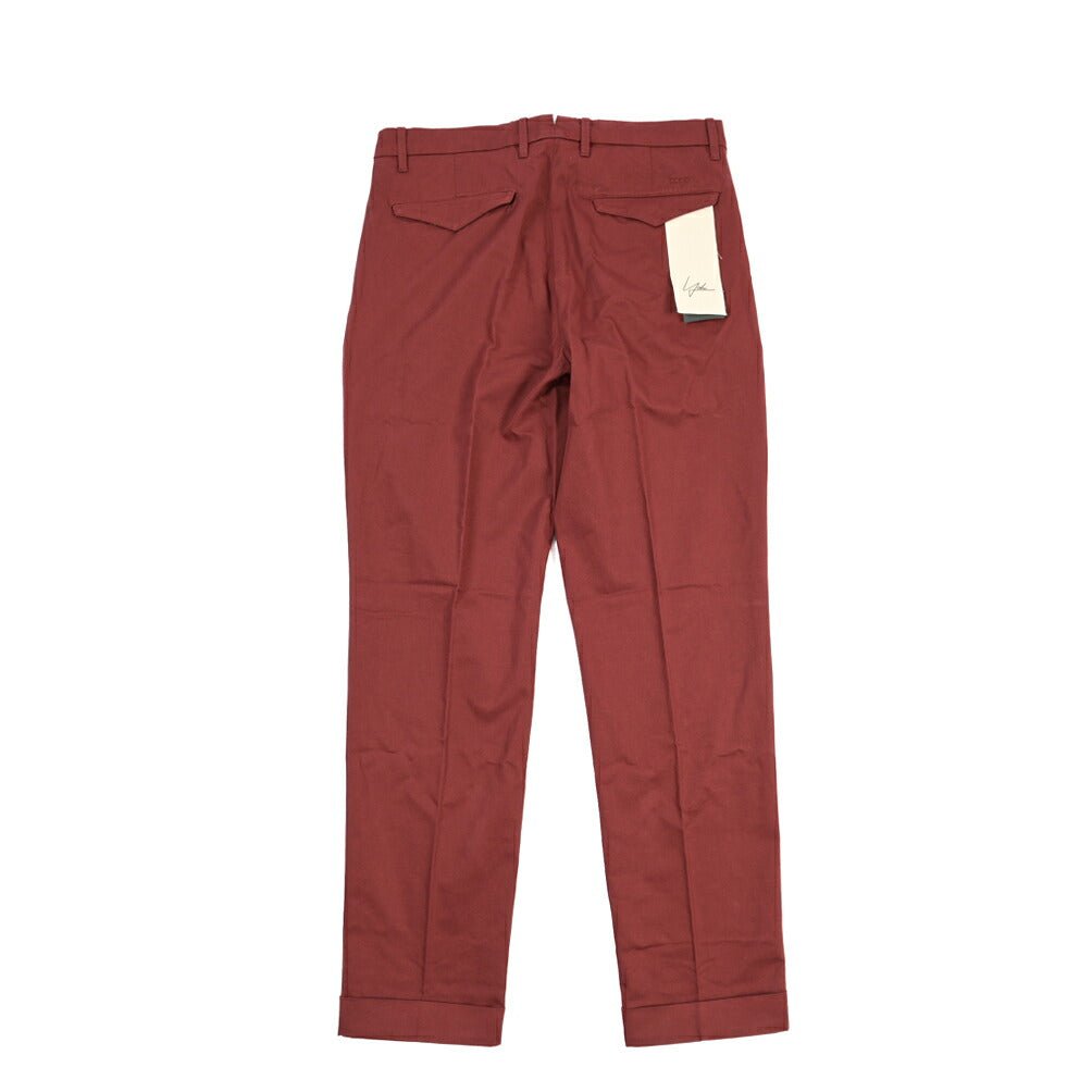 YCHAI “ROBUSTO” リネン混コットン ツータックストレッチパンツ / TAPERED FIT ワインレッド(BORDEAUX) 29 | GUARDAROBA MILANO OFFICIAL STORE