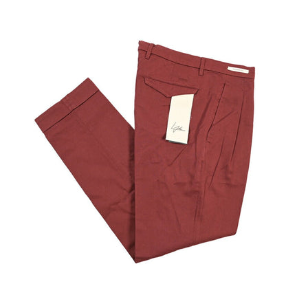 YCHAI “ROBUSTO” リネン混コットン ツータックストレッチパンツ / TAPERED FIT ワインレッド(BORDEAUX) 29 | GUARDAROBA MILANO OFFICIAL STORE