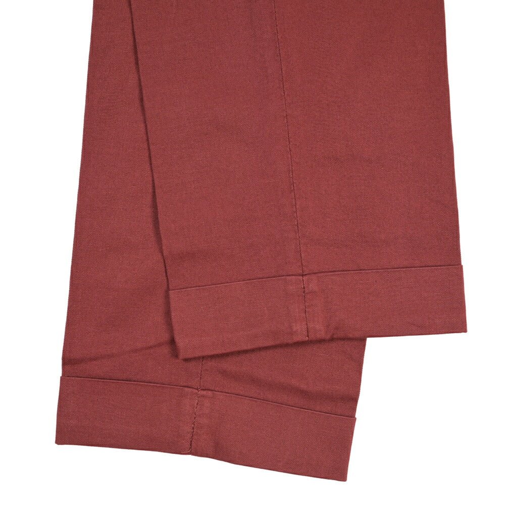 YCHAI “ROBUSTO” リネン混コットン ツータックストレッチパンツ / TAPERED FIT ワインレッド(BORDEAUX) 29 | GUARDAROBA MILANO OFFICIAL STORE
