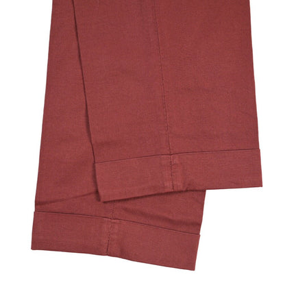 YCHAI “ROBUSTO” リネン混コットン ツータックストレッチパンツ / TAPERED FIT ワインレッド(BORDEAUX) 29 | GUARDAROBA MILANO OFFICIAL STORE