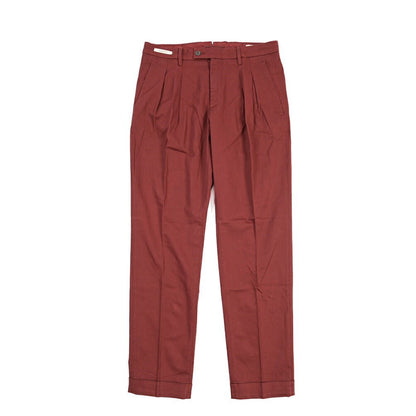 YCHAI “ROBUSTO” リネン混コットン ツータックストレッチパンツ / TAPERED FIT ワインレッド(BORDEAUX) 29 | GUARDAROBA MILANO OFFICIAL STORE