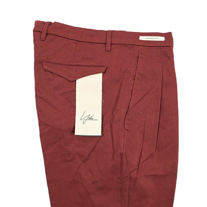 YCHAI “ROBUSTO” リネン混コットン ツータックストレッチパンツ / TAPERED FIT ワインレッド(BORDEAUX) 29 | GUARDAROBA MILANO OFFICIAL STORE