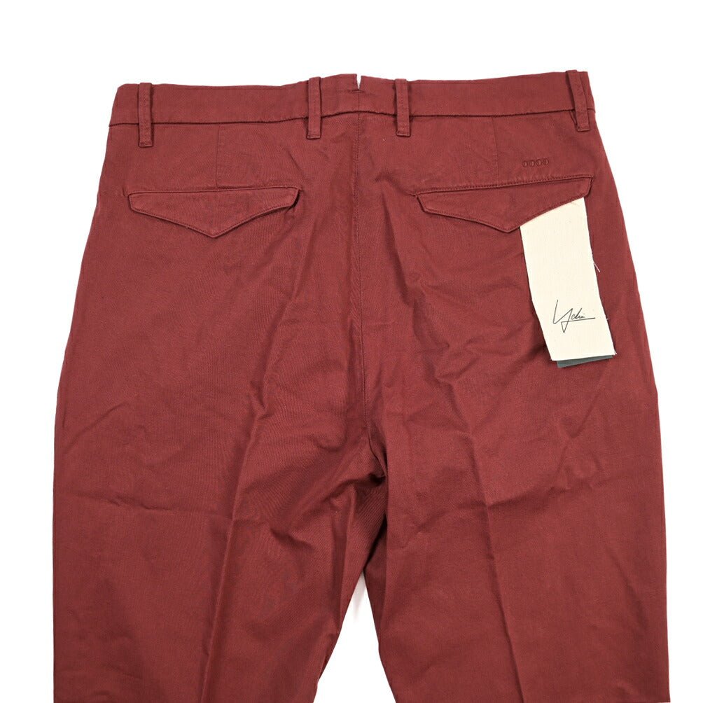 YCHAI “ROBUSTO” リネン混コットン ツータックストレッチパンツ / TAPERED FIT ワインレッド(BORDEAUX) 29 | GUARDAROBA MILANO OFFICIAL STORE